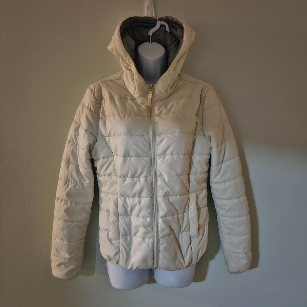 Ashley Puffer Jacket Size L with Hood - White - Very Lightly‎ Used Condition
